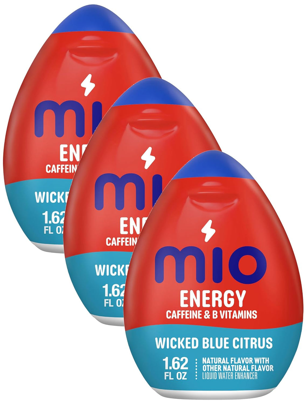 Energy Wicked Blue Citrus Flavored with Other Natural Flavor Liquid Water Enhancer, 1.62 Fl Oz Bottle (Pack of 3)