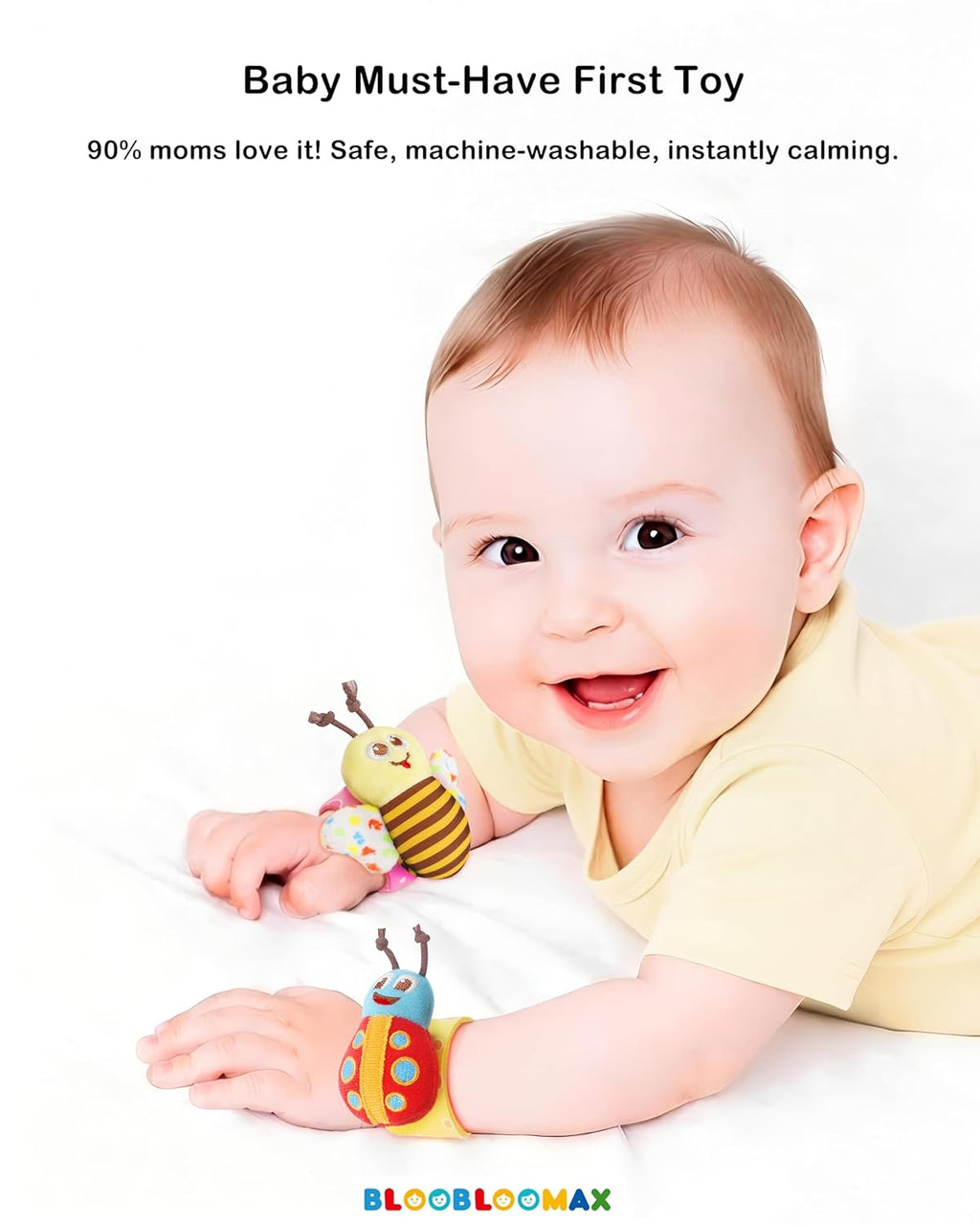 Wrist Rattles Foot Finder Rattle Sock Baby Toy, Rattle Toy, Arm Hand Bracelet Rattle, Feet Leg Ankle Socks, Activity Rattle Present Gift for Newborn Infant Babies Boy Girl Bebe (8 Pcs-A)