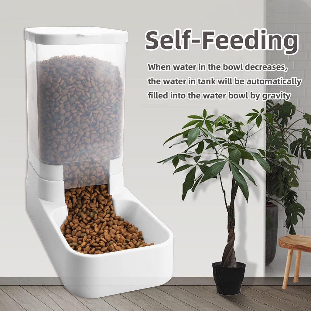 Automatic Cat Feeder and Water Dispenser in Set,Automatic Food Feeder and Waterer Set 3.3L with Pet Food Bowl for Small Medium Dog Pets Puppy Kitten Large Capacity