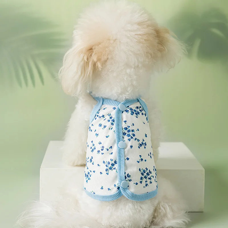 Summer Dog Clothes Breathable Floral Dog Vest Thin Puppy Summer Clothes for Small and Medium Dog Clothes Soft Dog Apparels