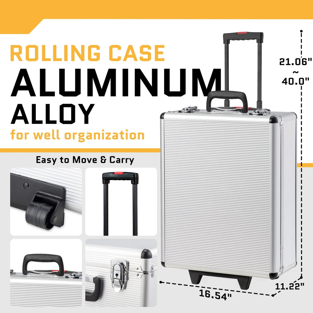 799 Pcs Tool Set, Household Repair Hand Tool Kit, Mechanics Tool Kit, with Trolley Case, Silver