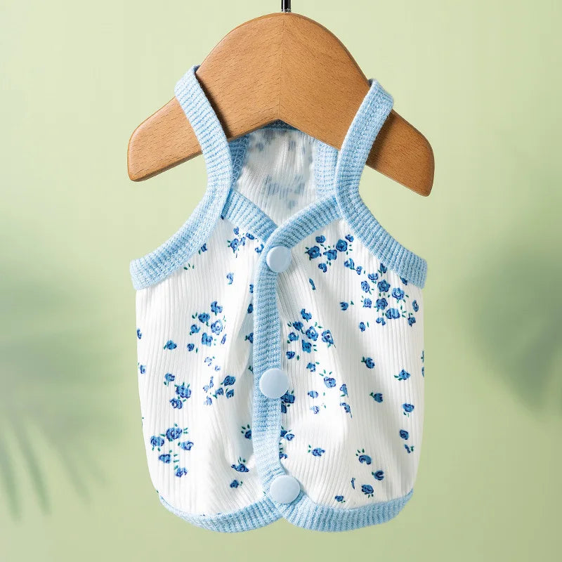 Summer Dog Clothes Breathable Floral Dog Vest Thin Puppy Summer Clothes for Small and Medium Dog Clothes Soft Dog Apparels