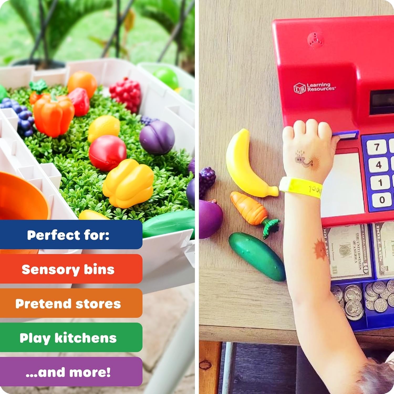Farmer'S Market Color Sorting Set - Pretend Play Food Sets for Kids Kitchen, Color Sorting Toys, Plastic Fruit and Vegetable Toy for Kids Kitchen Set, Play Food for Toddlers 1-3
