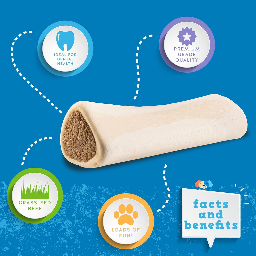 5–6" Large Filled Dog Bones (3 Pack) – Stuffed Shin Bones for Large Dogs, Long-Lasting Bone, High-Protein Dog Chews - Bully Stick Flavor
