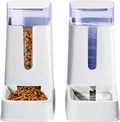 2 Packs Automatic Cat Feeder and Waterer, Gravity Dog Food and Water Dispenser Set for Small Medium Big Pets Cats Dogs Puppy Kitten, 1 Gallon X 2 (White)