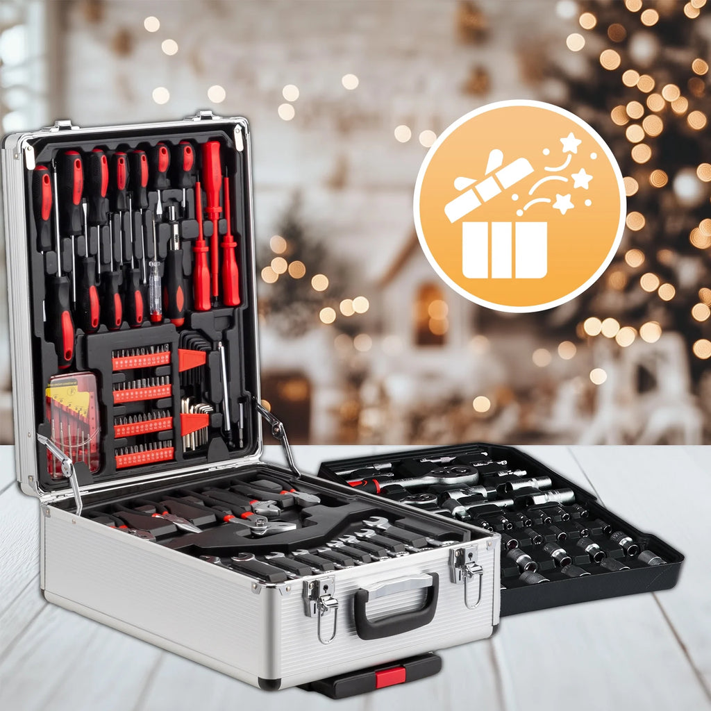799 Pcs Tool Set, Household Repair Hand Tool Kit, Mechanics Tool Kit, with Trolley Case, Silver