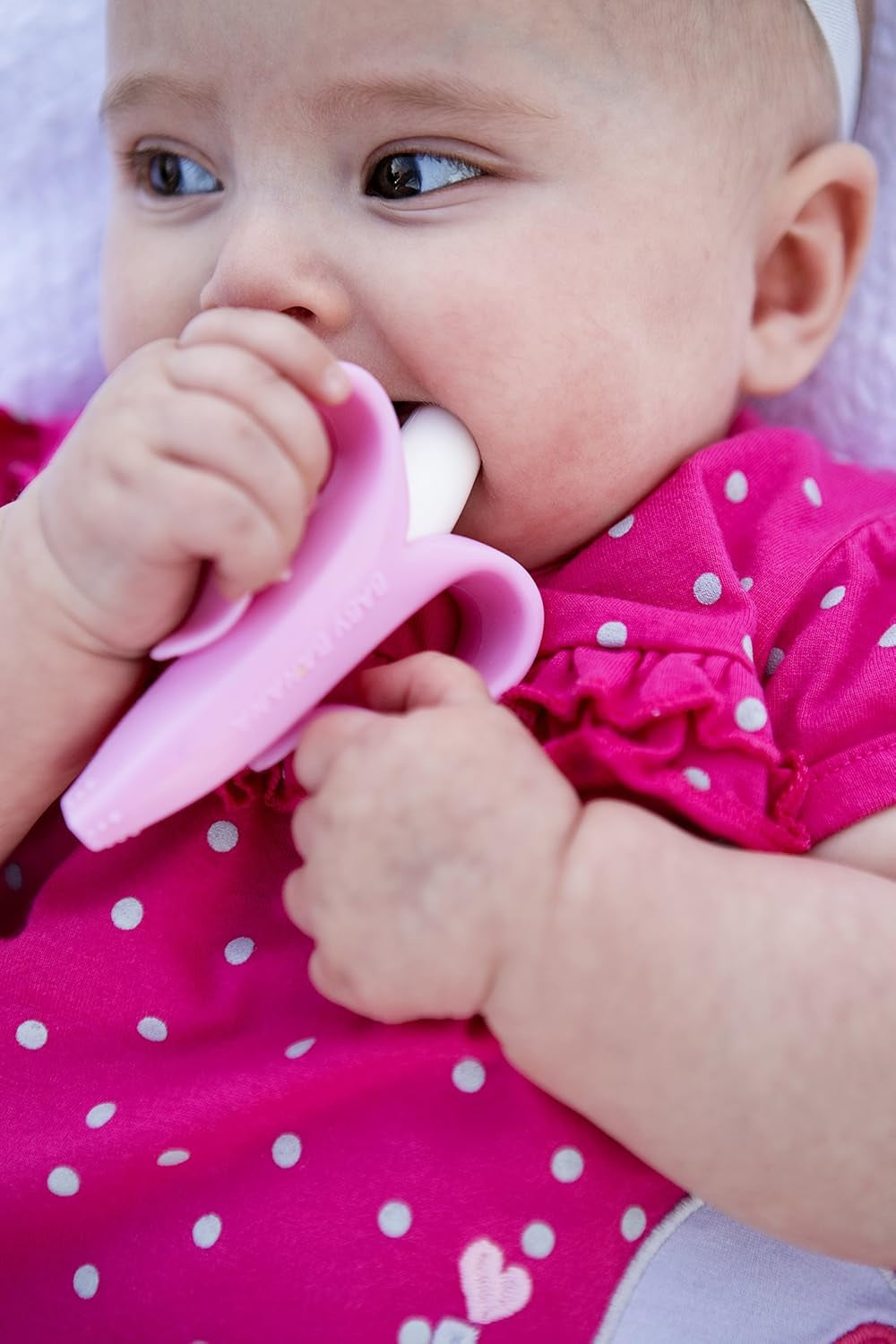 ®Pink Teether-Toothbrush, Infant to Toddler, Made in USA, Butter-Soft Bristles for Gums and Teeth, Bendable Food Grade Silicone, Family-Owned Buisness since 2009, 11 Million+ Sold