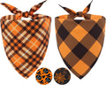 Charming Fall & Halloween Dog Bandanas - 2PCS Reversible Scarf Set for Small Dogs and Cats