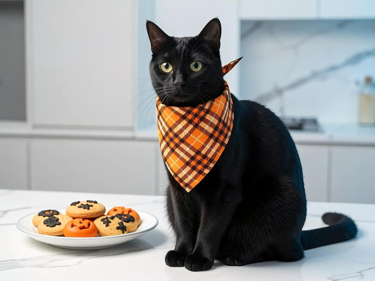 Charming Fall & Halloween Dog Bandanas - 2PCS Reversible Scarf Set for Small Dogs and Cats