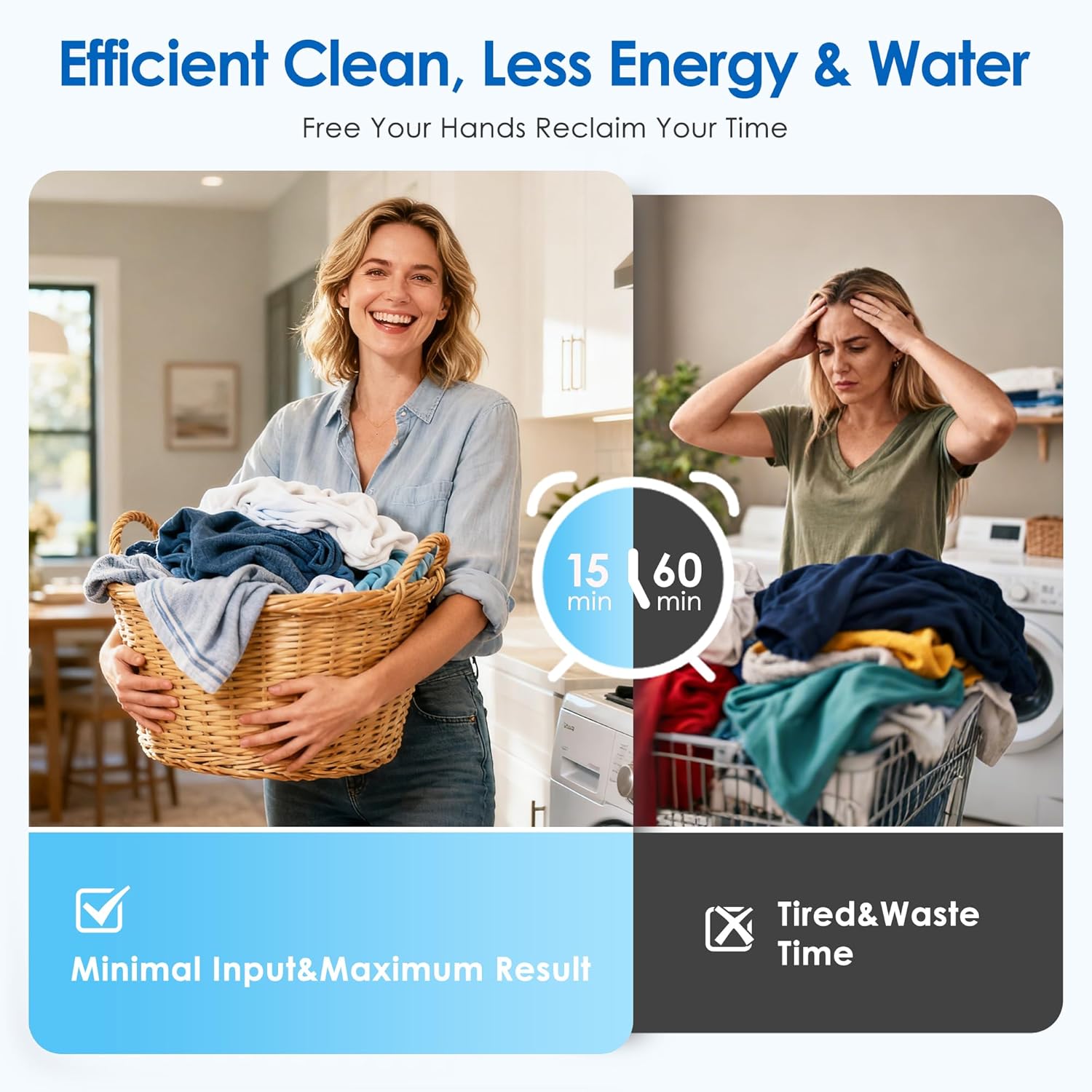 Portable Washer and Dryer, 16 Lbs Mini Small Washing Machine Combo with Spin Dryer, Compact Twin Tub Laundry Washer Machine for Apartments, Dorm, Rv, Camping, Blue