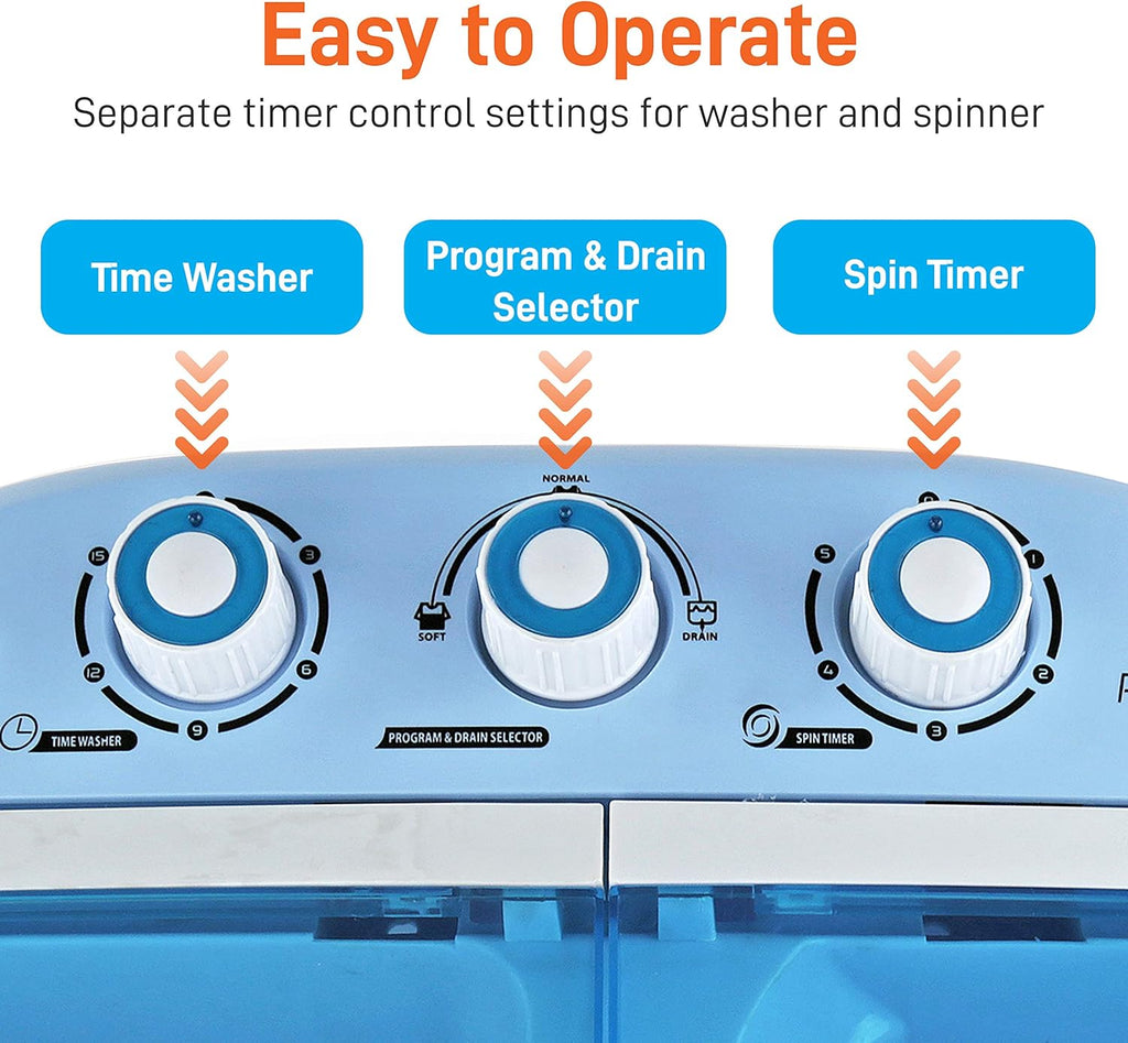 Washing Machine Portable 2-In-1&Spin-Dryer-Convenient Top-Loading Easy Access,Energy&Water Efficient Design,Ideal for Smaller Loads-No Special Parts or Plumbing Required-2 FT Drainage Hose