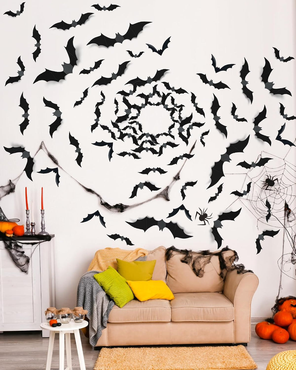 Transform Your Space with 120 Pcs 3D Halloween Bat Decorations - Perfect for Indoor and Outdoor Spookiness!