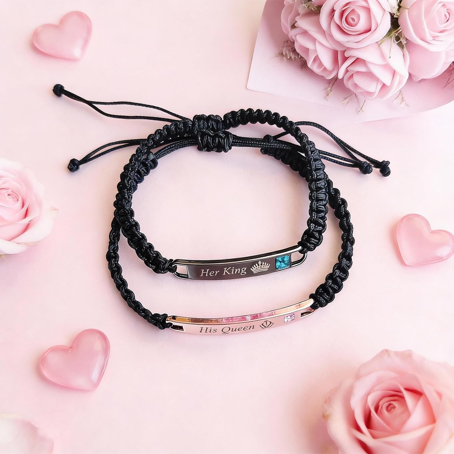 4Pcs Heart Necklaces for Women Couples Necklace Bracelets Matching Set for Couples Jewelry Gifts Pendant Matching Necklace Valentines Day Gifts for Her Girlfriend Valentines Accessories
