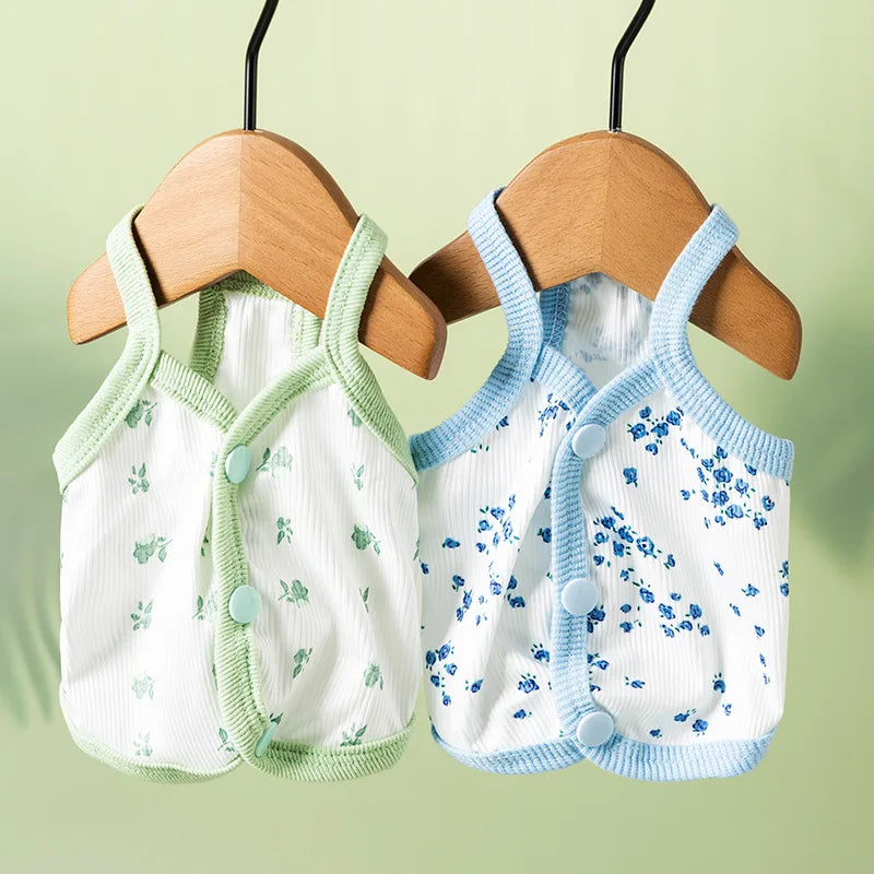 Summer Dog Clothes Breathable Floral Dog Vest Thin Puppy Summer Clothes for Small and Medium Dog Clothes Soft Dog Apparels