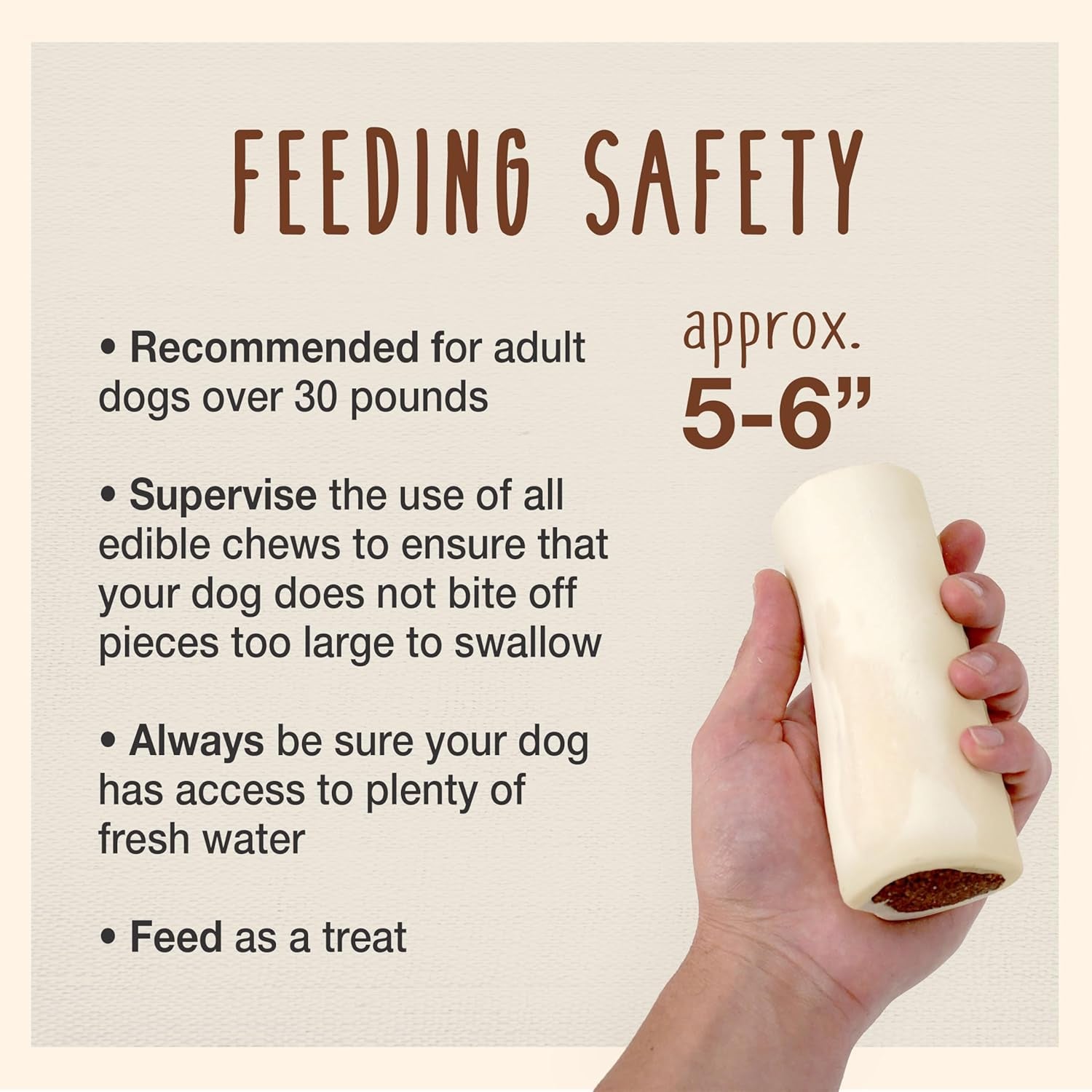 Stuffed Shin Bone, Long Lasting Dog Bones for Aggressive Chewers, High Protein Filled Dental Chew, Bully Stick Peanut Butter Filling, 5-6" for Large Dogs
