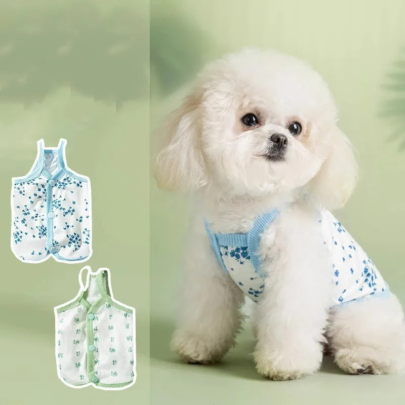Summer Dog Clothes Breathable Floral Dog Vest Thin Puppy Summer Clothes for Small and Medium Dog Clothes Soft Dog Apparels