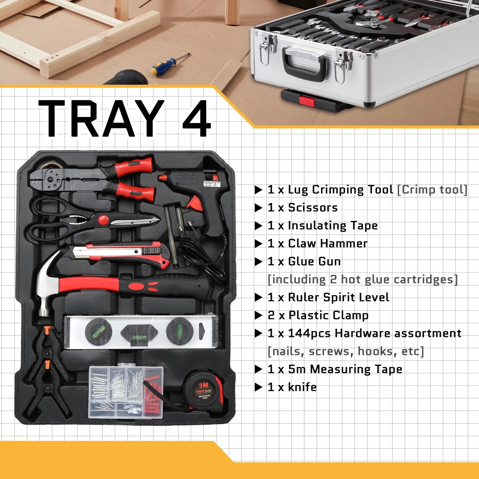 799 Pcs Tool Set, Household Repair Hand Tool Kit, Mechanics Tool Kit, with Trolley Case, Silver