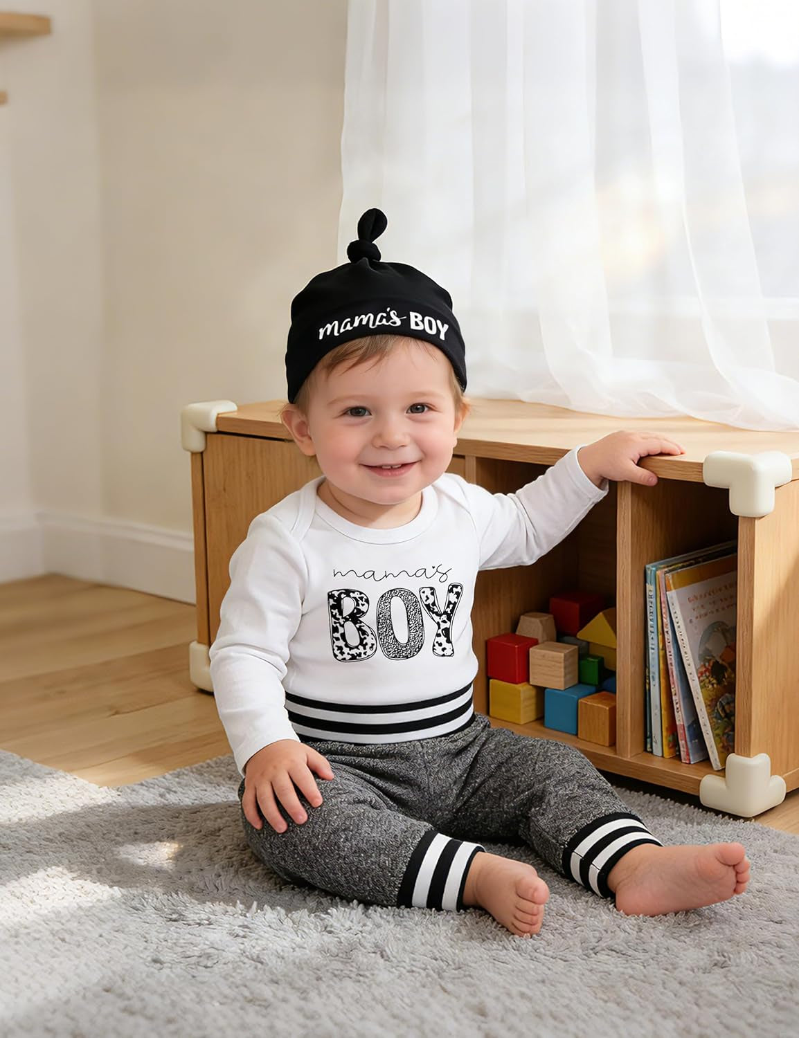 Baby Boy Clothes Tattoo Sleeve Funny Romper Bodysuit+Pants 3PCS Infant Outfits Set