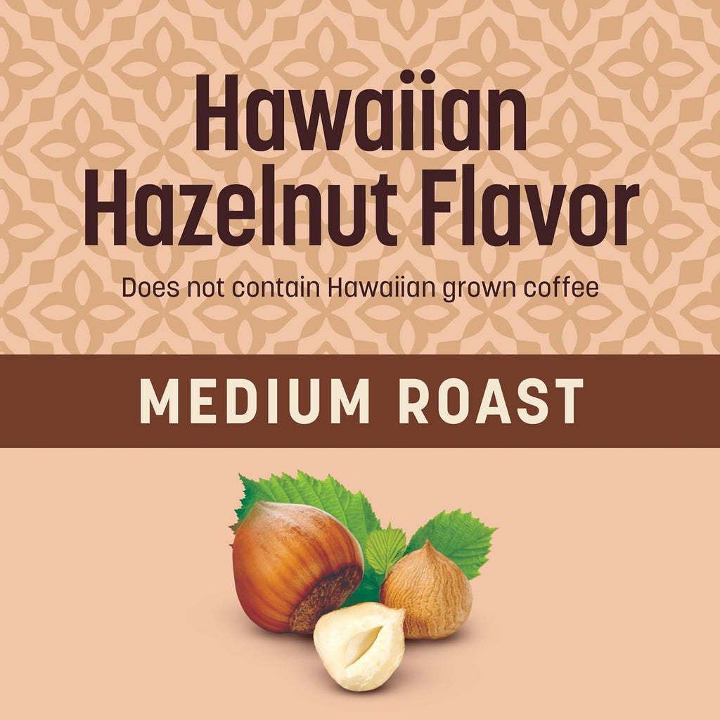 Hawaiian Hazelnut Flavored Coffee Pods, 55 Count, Medium Roast, Compatible with Keurig Brewers