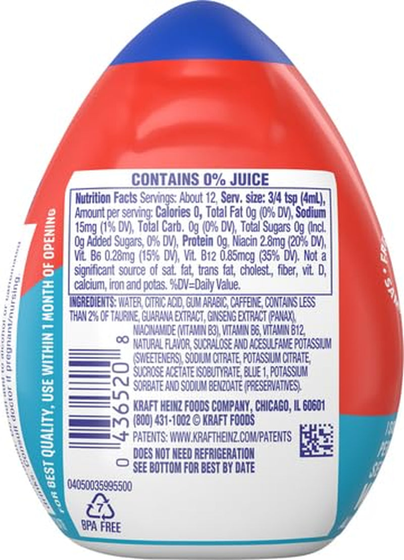 Energy Wicked Blue Citrus Flavored with Other Natural Flavor Liquid Water Enhancer, 1.62 Fl Oz Bottle (Pack of 3)