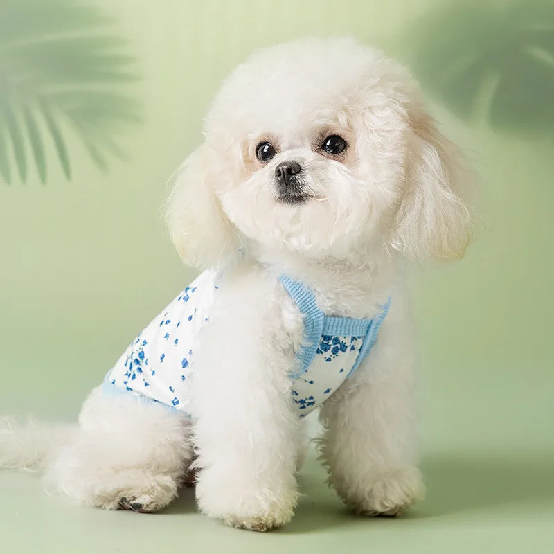 Summer Dog Clothes Breathable Floral Dog Vest Thin Puppy Summer Clothes for Small and Medium Dog Clothes Soft Dog Apparels