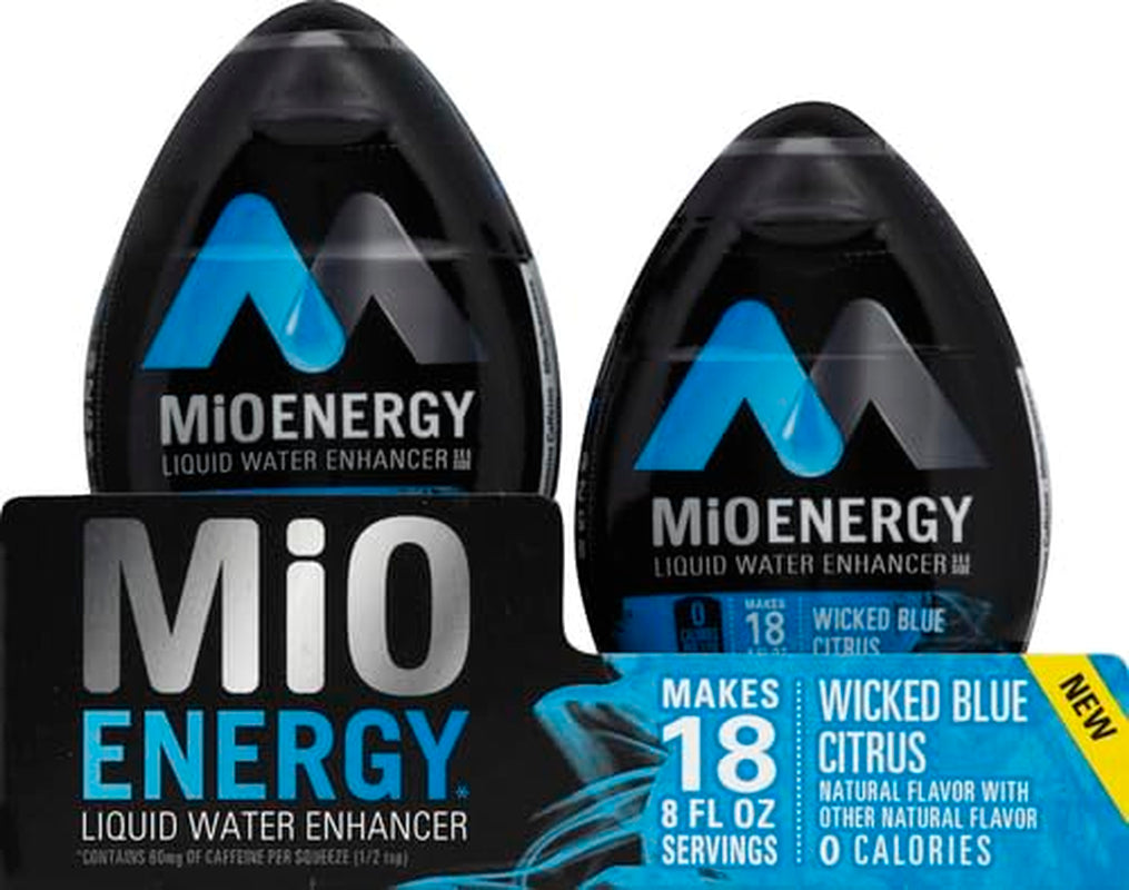 Energy Wicked Blue Citrus Flavored with Other Natural Flavor Liquid Water Enhancer, 1.62 Fl Oz Bottle (Pack of 3)