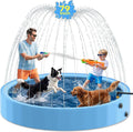 79'' Dog Pool with Sprinkler, Foldable Dog Pools for Large Dogs, 2-In-1 Non-Slip Swimming Pool for Dogs & Kids, Heavy Duty Hard Plastic Pet Bathing Tub for Outdoor Backyard, Blue