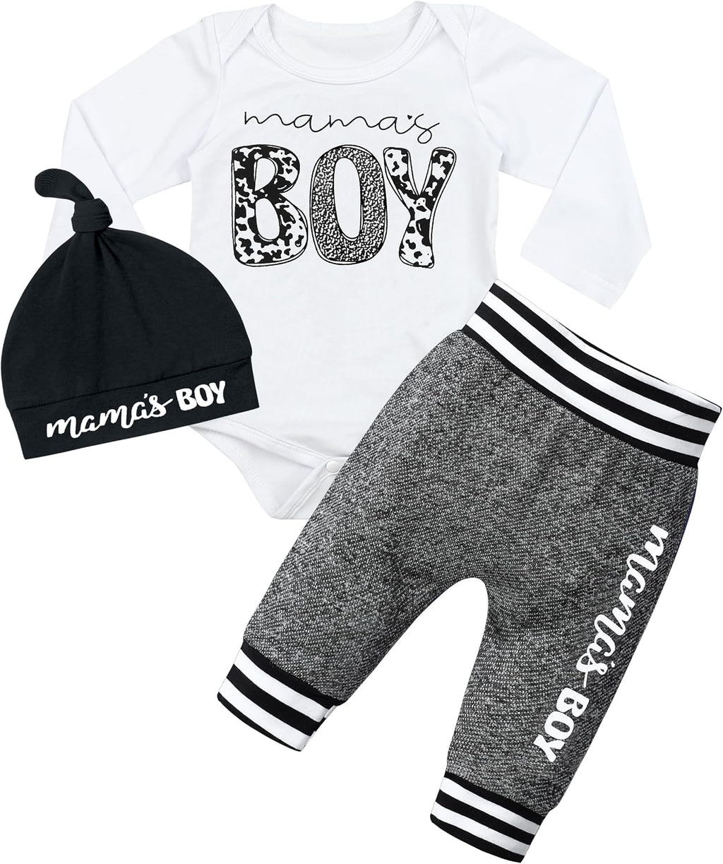 Baby Boy Clothes Tattoo Sleeve Funny Romper Bodysuit+Pants 3PCS Infant Outfits Set